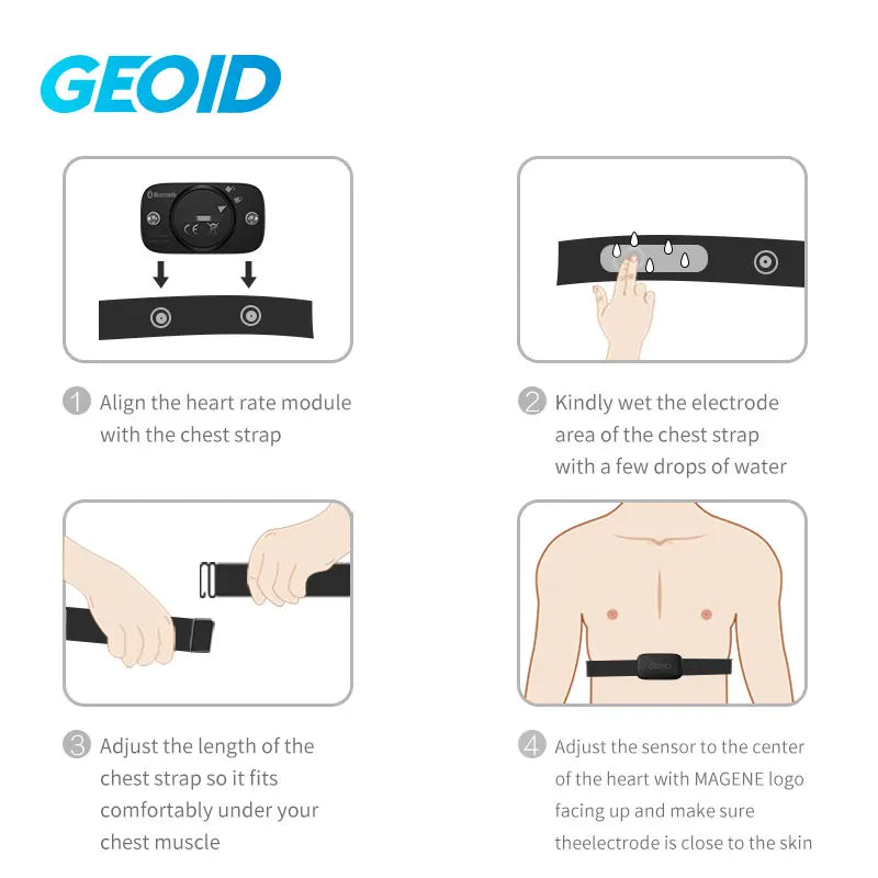 GEOID Chest Heart Rate Monitor Strap Bluetooth ANT Sensor Heart Strap with Sensor Pulsometer Band Pectoral